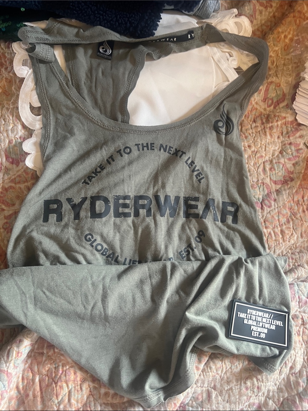 Men’s Ryderwear Olive Tank with Black Logo Print